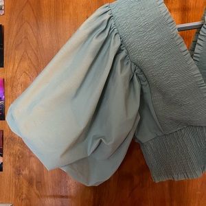 Zara teal puff sleeve crop top